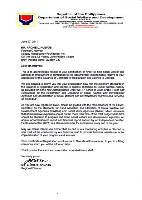 application letter for dswd project development officer
