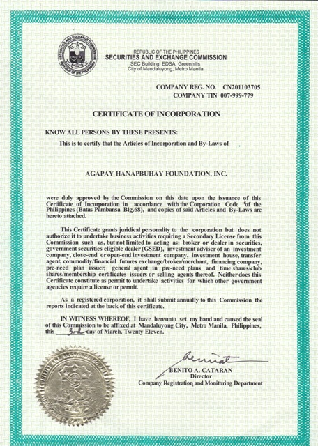 Sec certificate